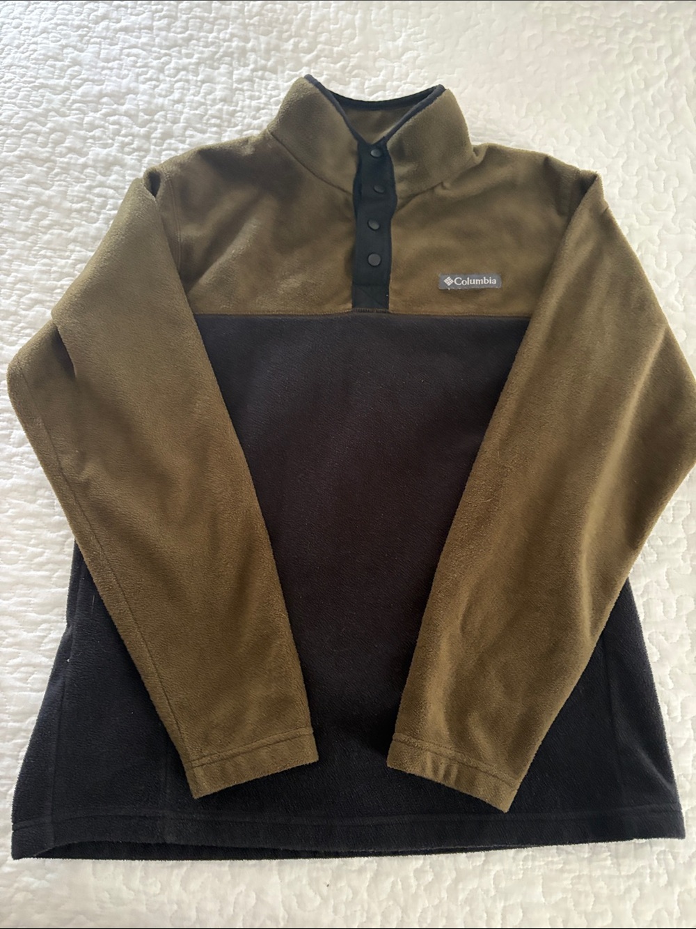 Columbia Olive & Black Snap-Placket Fleece Pullover